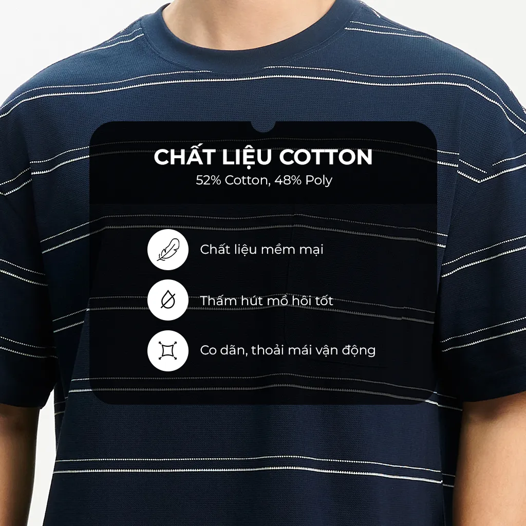 Ảnh Áo Phông Kẻ Nam KRIK  Form Classic Chất Liệu Cotton Thiết kế Túi Trước Ngực Tạo Điểm Nhấn AP1339 2