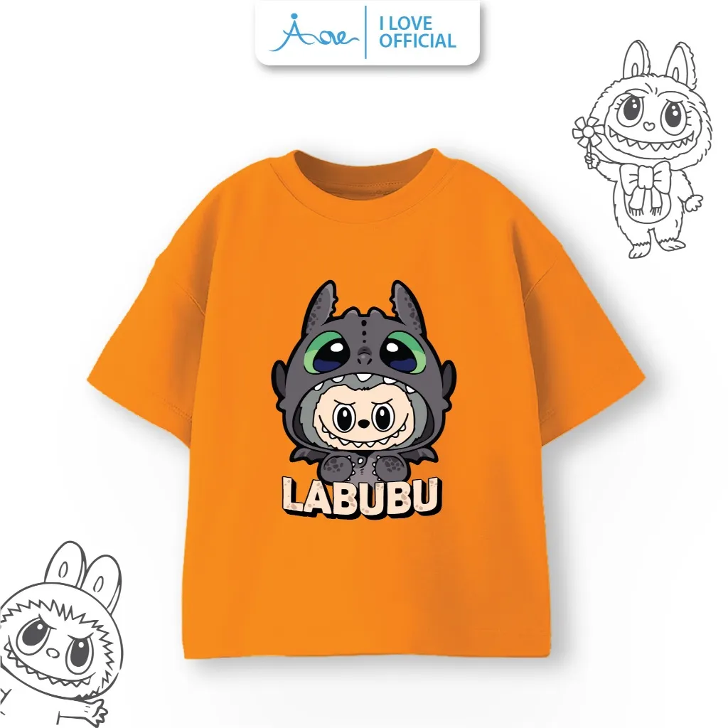 Ảnh Áo phông LABUBU cho bé, áo thun ILOVE chất cotton mềm mịn thoáng mát mặc ở nhà đi học đi chơi 2