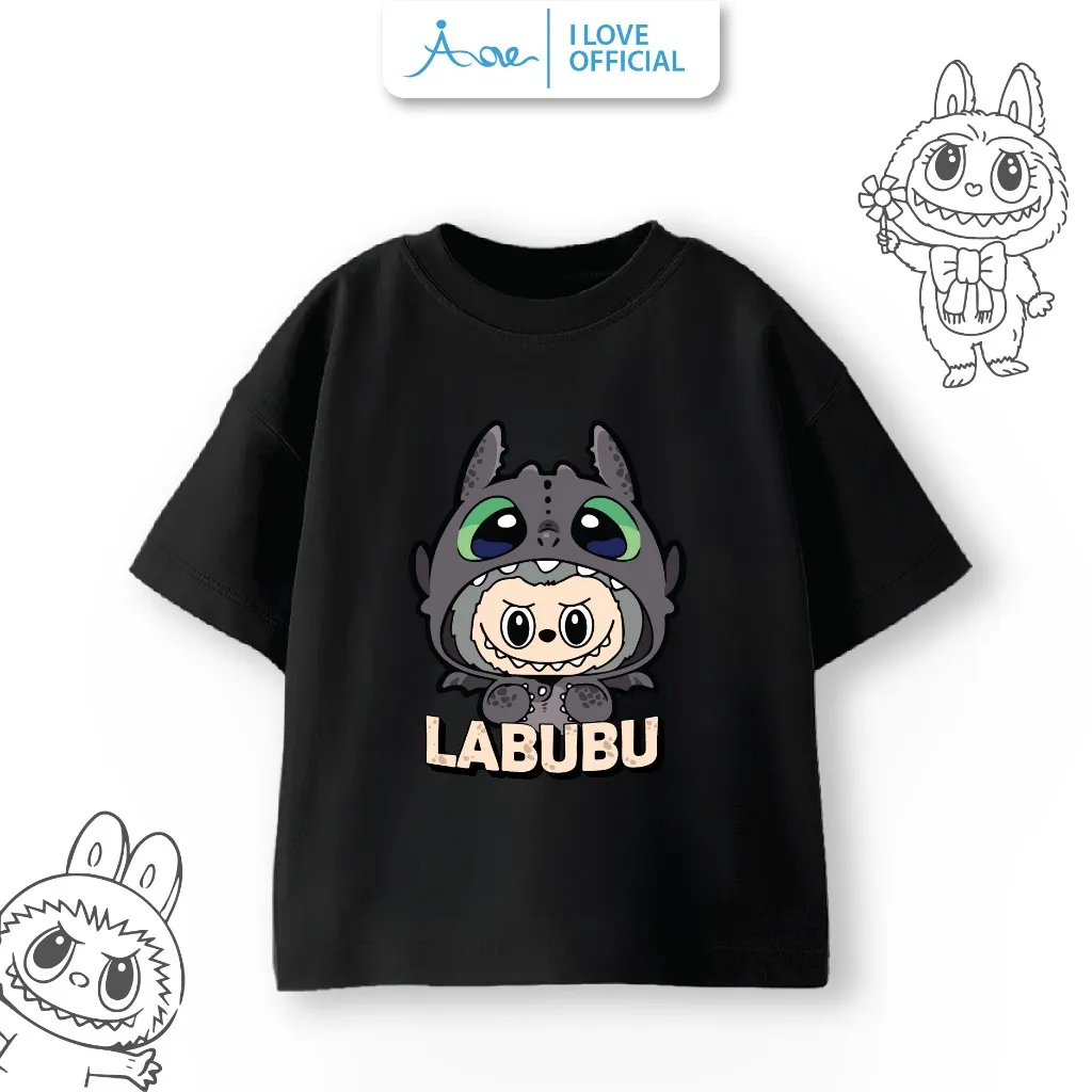 Ảnh Áo phông LABUBU cho bé, áo thun ILOVE chất cotton mềm mịn thoáng mát mặc ở nhà đi học đi chơi 3