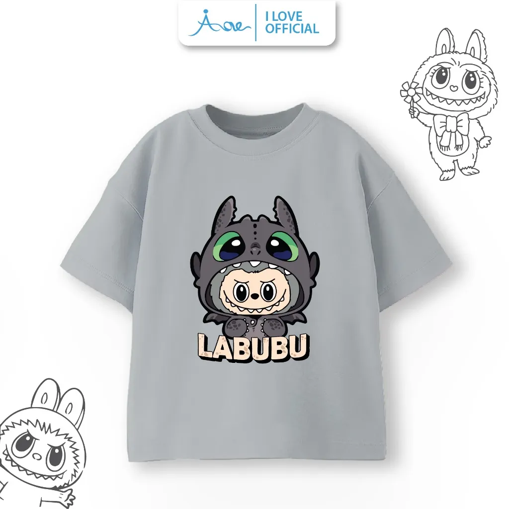 Ảnh Áo phông LABUBU cho bé, áo thun ILOVE chất cotton mềm mịn thoáng mát mặc ở nhà đi học đi chơi 4