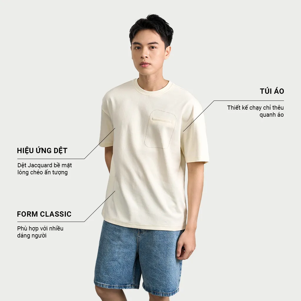 Ảnh Áo Phông Nam KRIK Form Classic Túi Cơi Thêu Chỉ Độc Đáo Chất Vải Dệt Jacquard Cá Tính AP1329 1