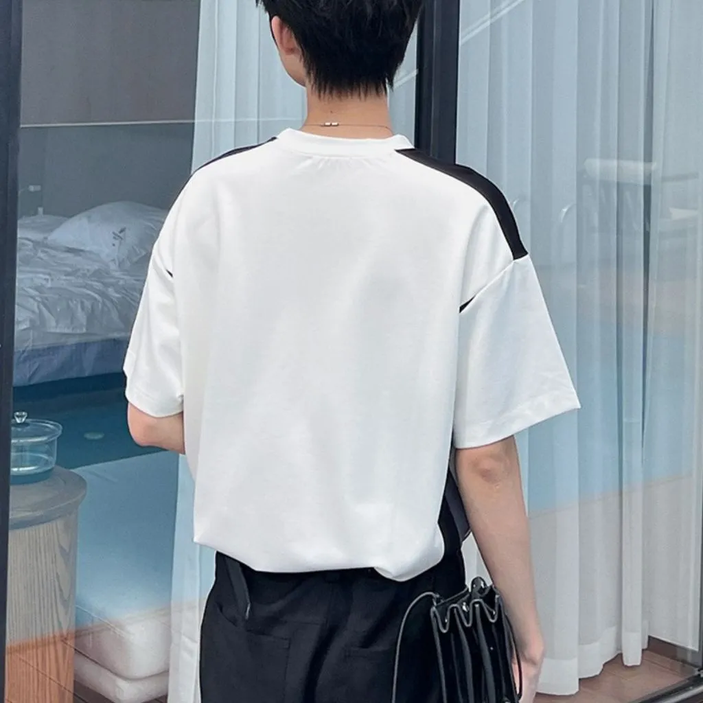 Ảnh Áo Phông Nam MANDO Chất Liệu Cotton Dày Dặn 250gsm Cao Cấp Màu Trắng Phối Đen Phong Cách Hàn Quốc PDN002 4