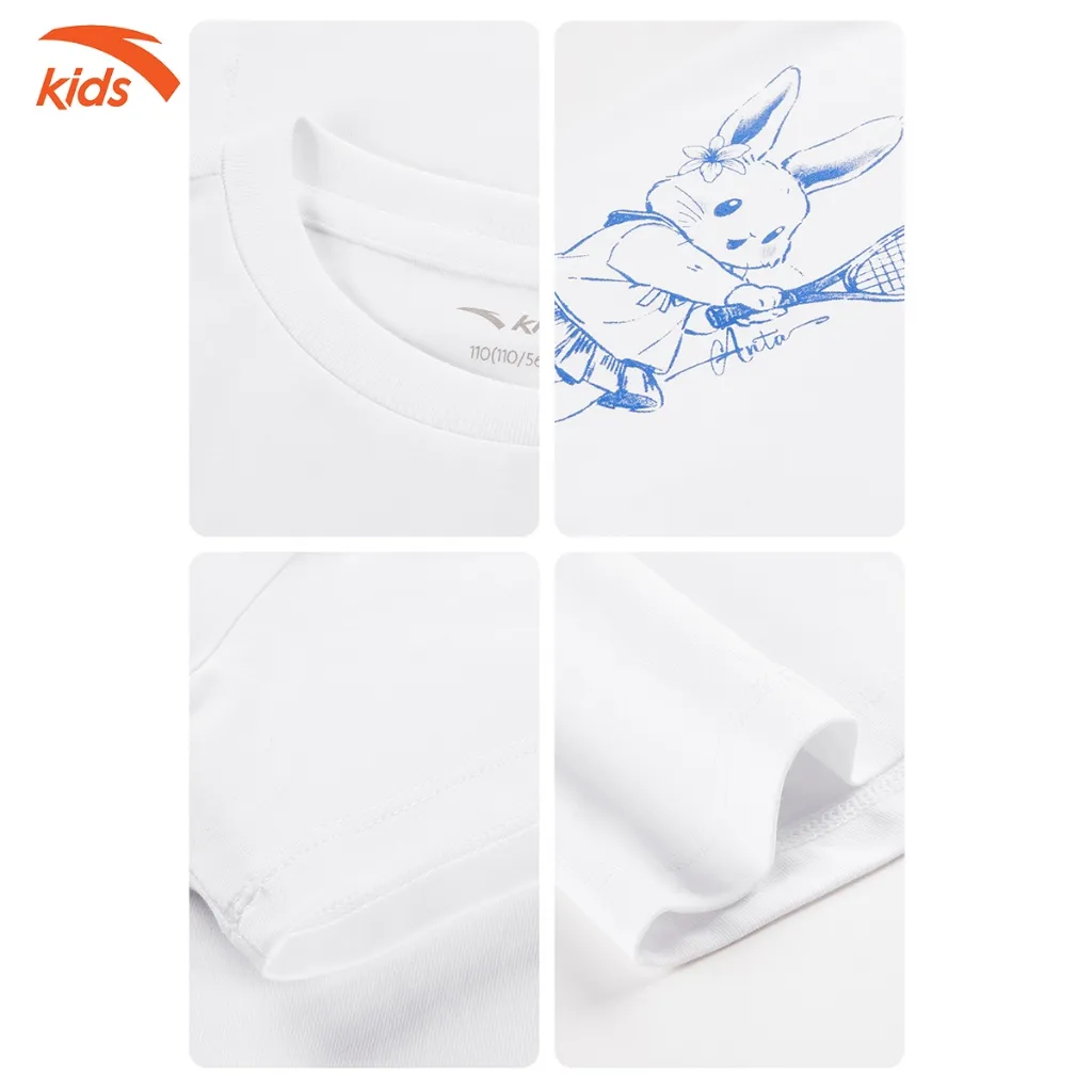 Ảnh Áo Phông Ngắn Tay Thể Thao Bé Gái Anta Kids Badminton vải polyester co giãn 4 chiều, thoáng khí 3624B9119 4