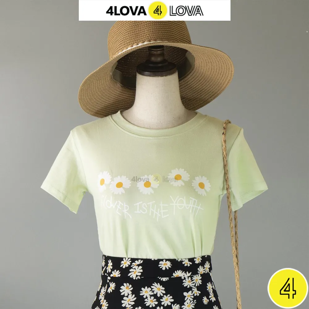 Ảnh Áo phông nữ 4LOVA cộc tay cúc họa mi phong cách Hàn Quốc 3