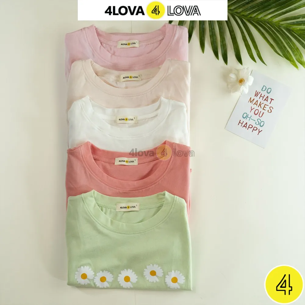Ảnh Áo phông nữ 4LOVA cộc tay cúc họa mi phong cách Hàn Quốc 4