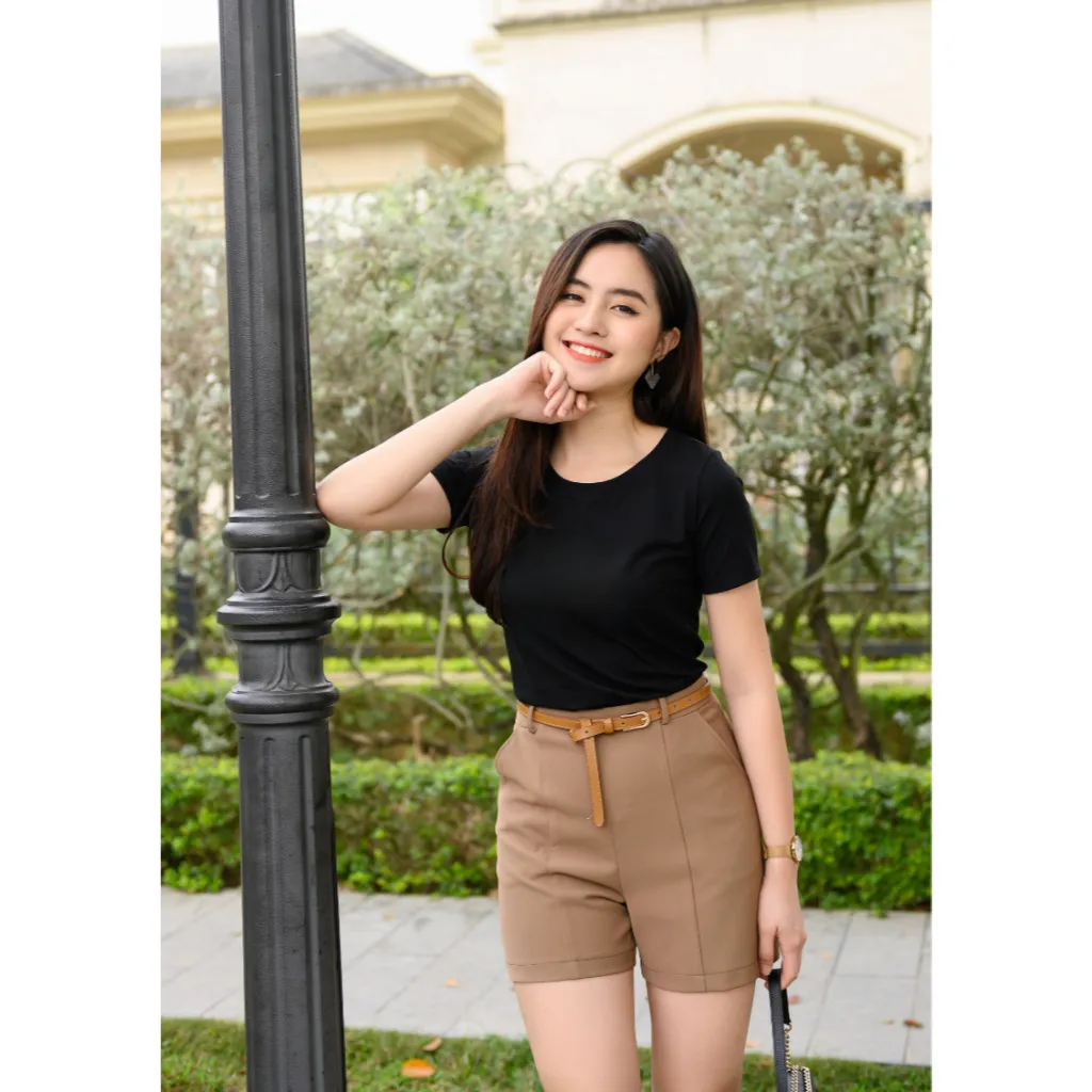 Ảnh Áo phông nữ màu trơn dáng vừa - Áo thun trơn nữ cotton 4 chiều - LOZA G0168 4