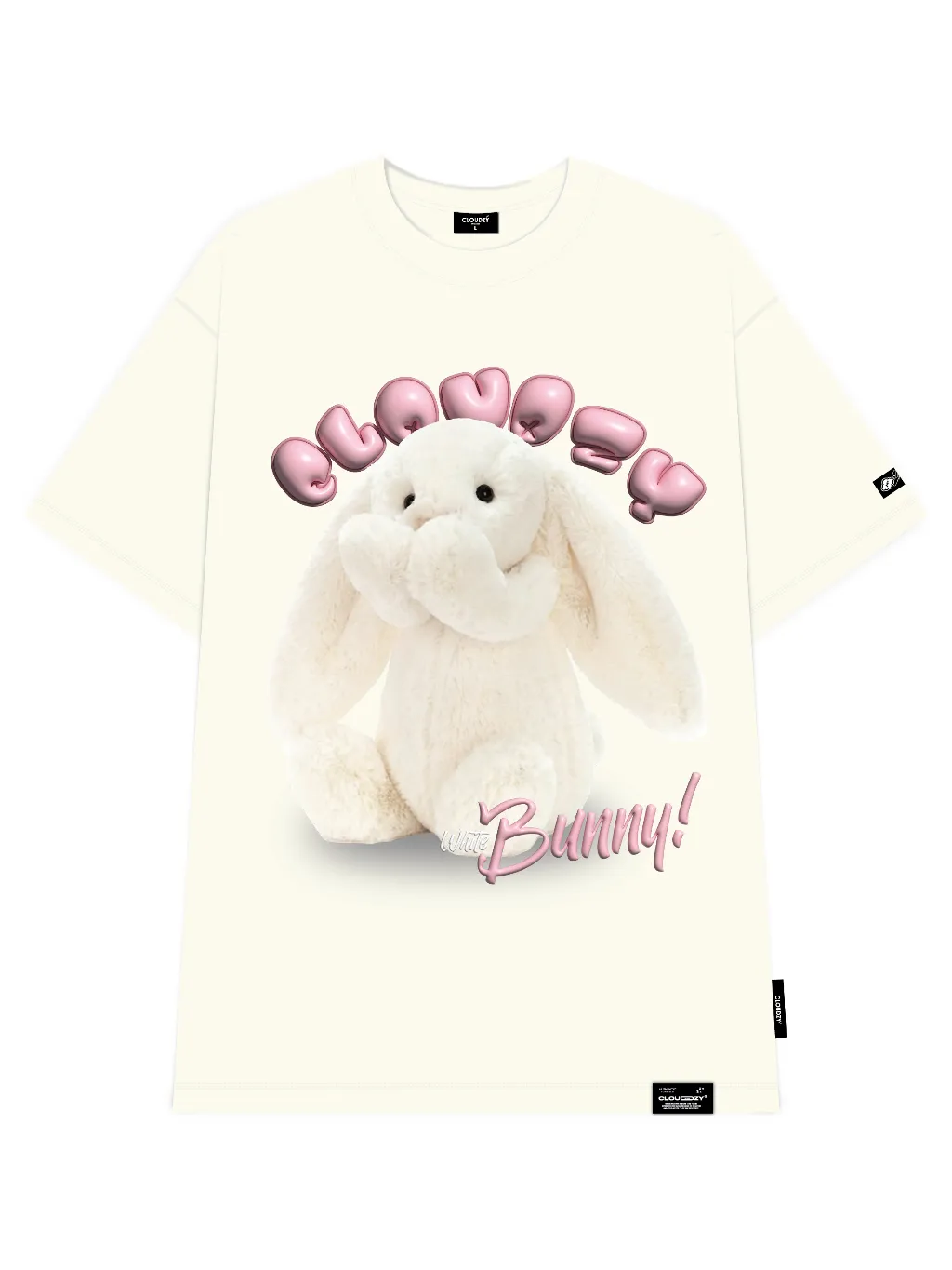Ảnh Áo phông nữ nam local brand unisex tay lỡ thun form rộng teen cổ tròn oversize CLOUDZY WHITE BUNNY 3