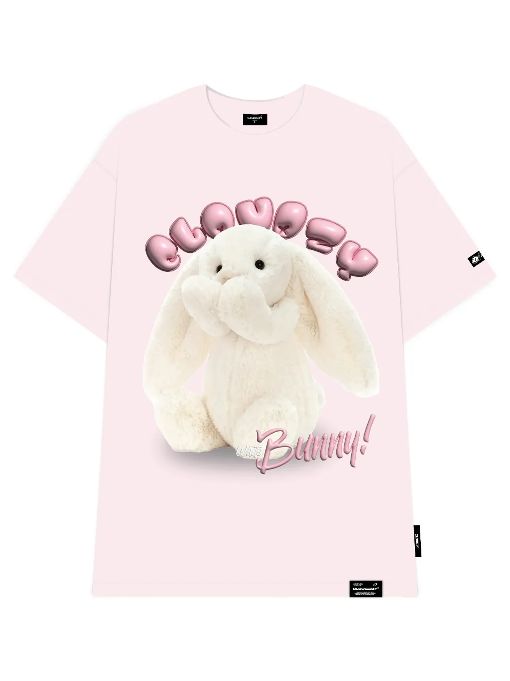 Ảnh Áo phông nữ nam local brand unisex tay lỡ thun form rộng teen cổ tròn oversize CLOUDZY WHITE BUNNY 4