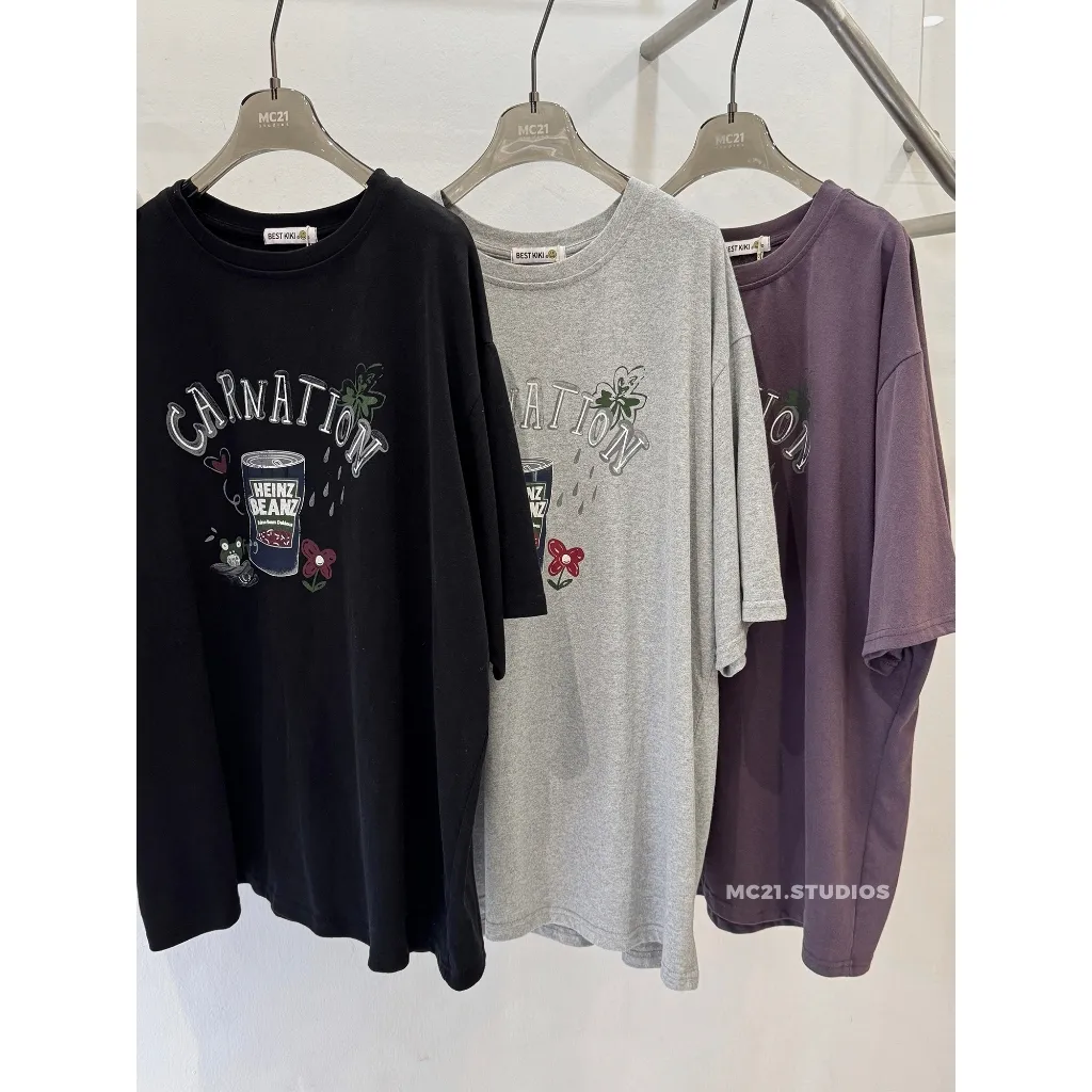 Ảnh Áo phông oversize tay lỡ heinz chất cotton tự nhiên MC21.studios a4410 1