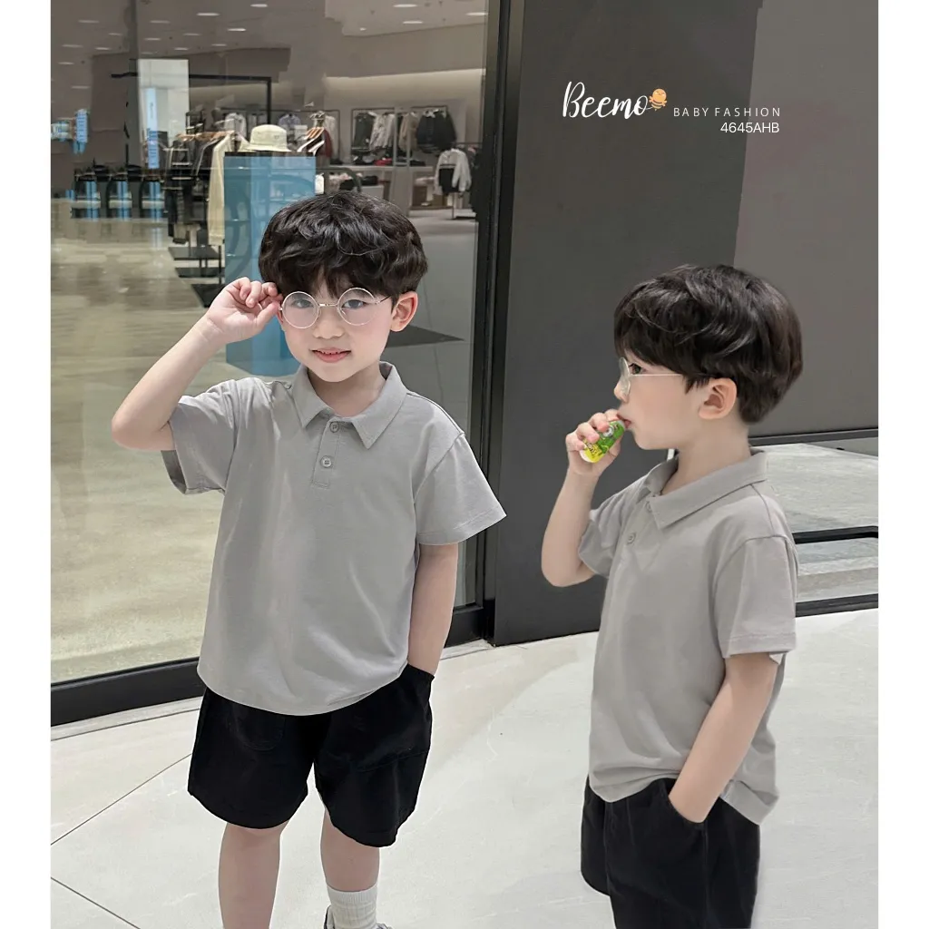 Ảnh Áo phông polo Beemo cộc tay nhiều màu vải cotton mặc đi học đi chơi cho bé từ 9-24kg 4645AHB 2
