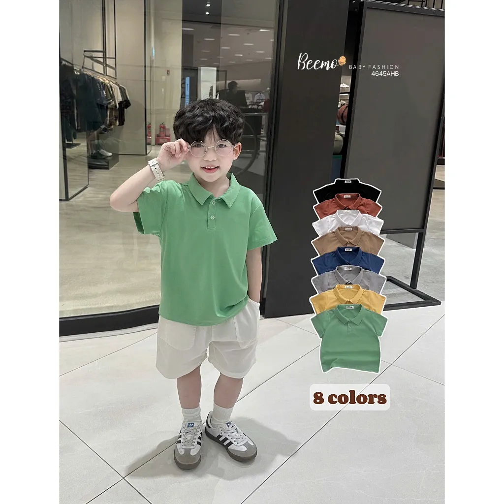 Ảnh Áo phông polo Beemo cộc tay nhiều màu vải cotton mặc đi học đi chơi cho bé từ 9-24kg 4645AHB 3