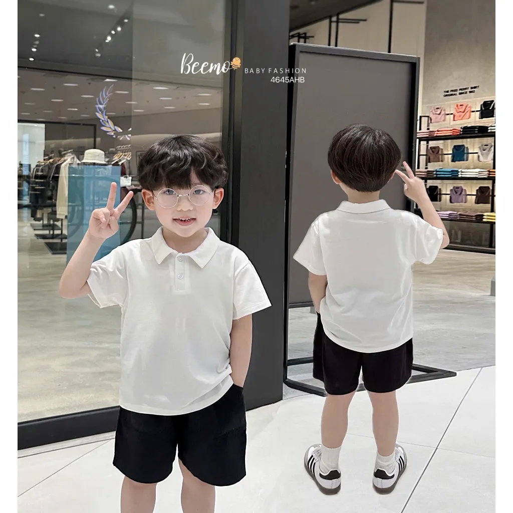 Ảnh Áo phông polo Beemo cộc tay nhiều màu vải cotton mặc đi học đi chơi cho bé từ 9-24kg 4645AHB 4