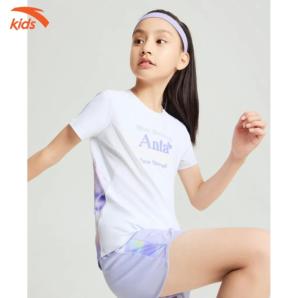 Ảnh Áo Phông Thể Thao Bé Gái Anta Kids Running co giãn 4 chiều 3624B5110 3