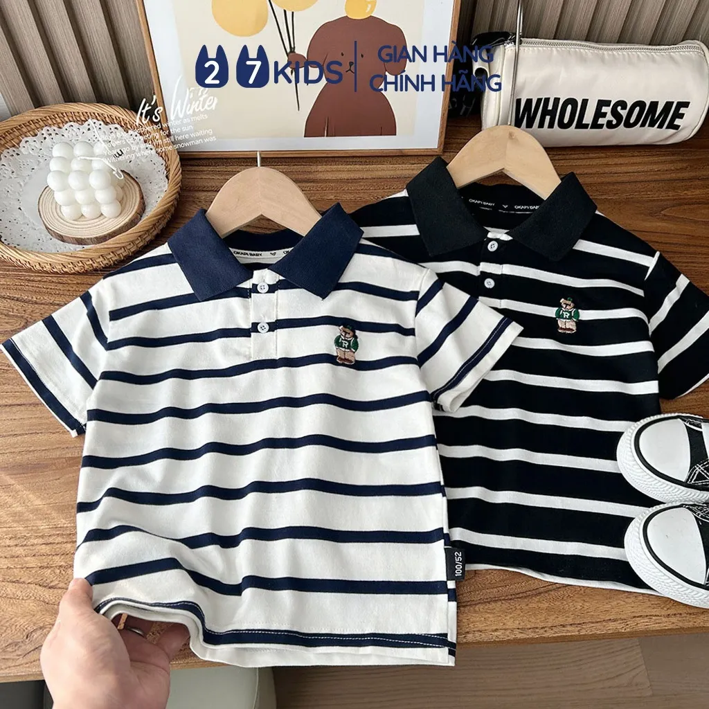 Ảnh Áo Polo bé trai ngắn tay 27Kids KACADY thun sơ mi cộc nam cho trẻ từ 2-10 tuổi  BSPO4 1