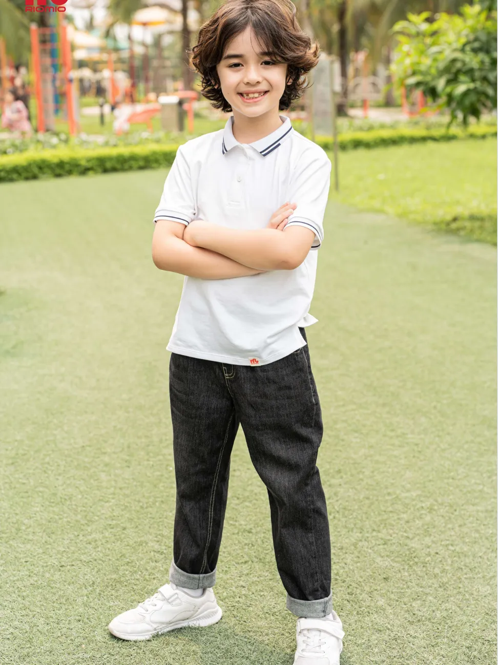 Ảnh Áo polo bé trai RIOMIO size 21-42kg, phối kẻ năng động style Hàn Quốc, vải cotton co giãn tốt -RA508 4