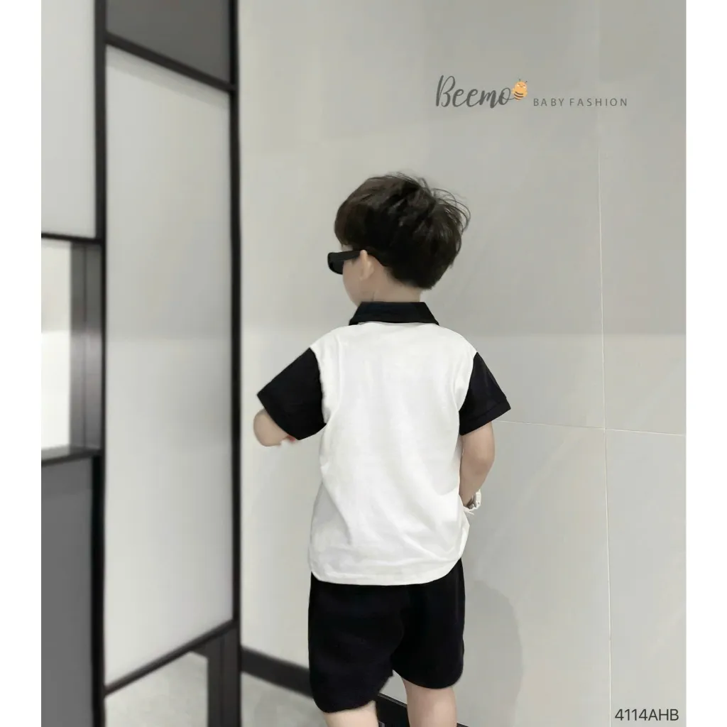 Ảnh Áo polo cộc tay Beemo in sọc vải cotton mềm mịn đi học đi chơi cho bé trai từ 9-24kg 4114AHB 4