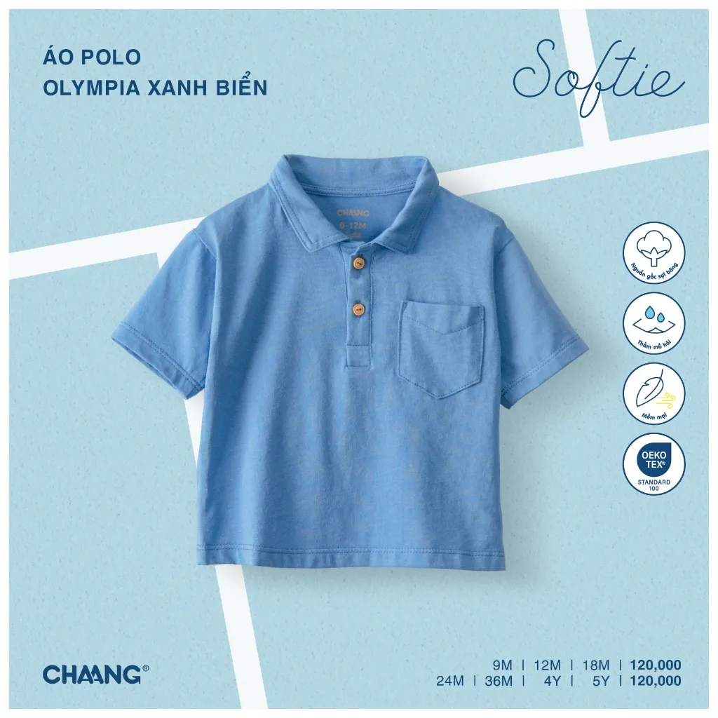 Ảnh Áo polo cộc tay cúc ngực dáng ôm Olympia cho bé trai 1