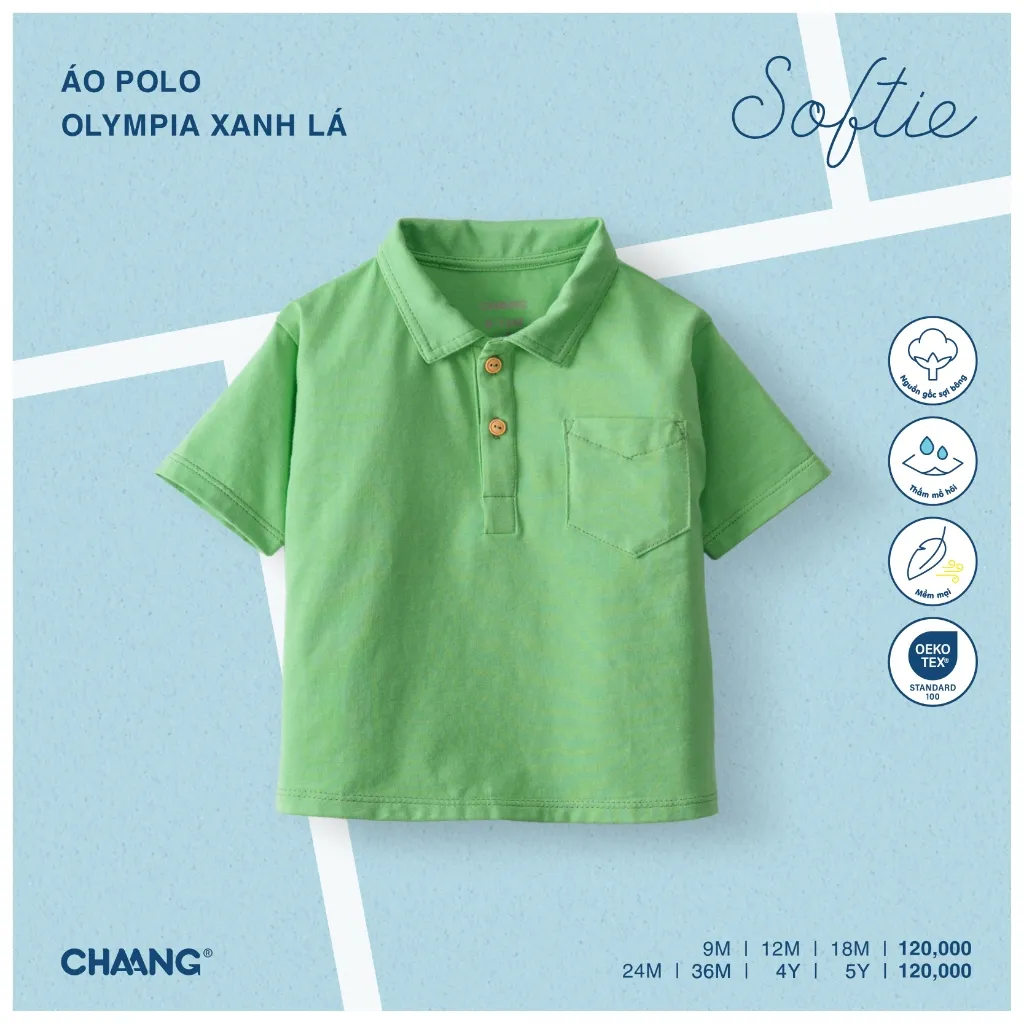 Ảnh Áo polo cộc tay cúc ngực dáng ôm Olympia cho bé trai 2