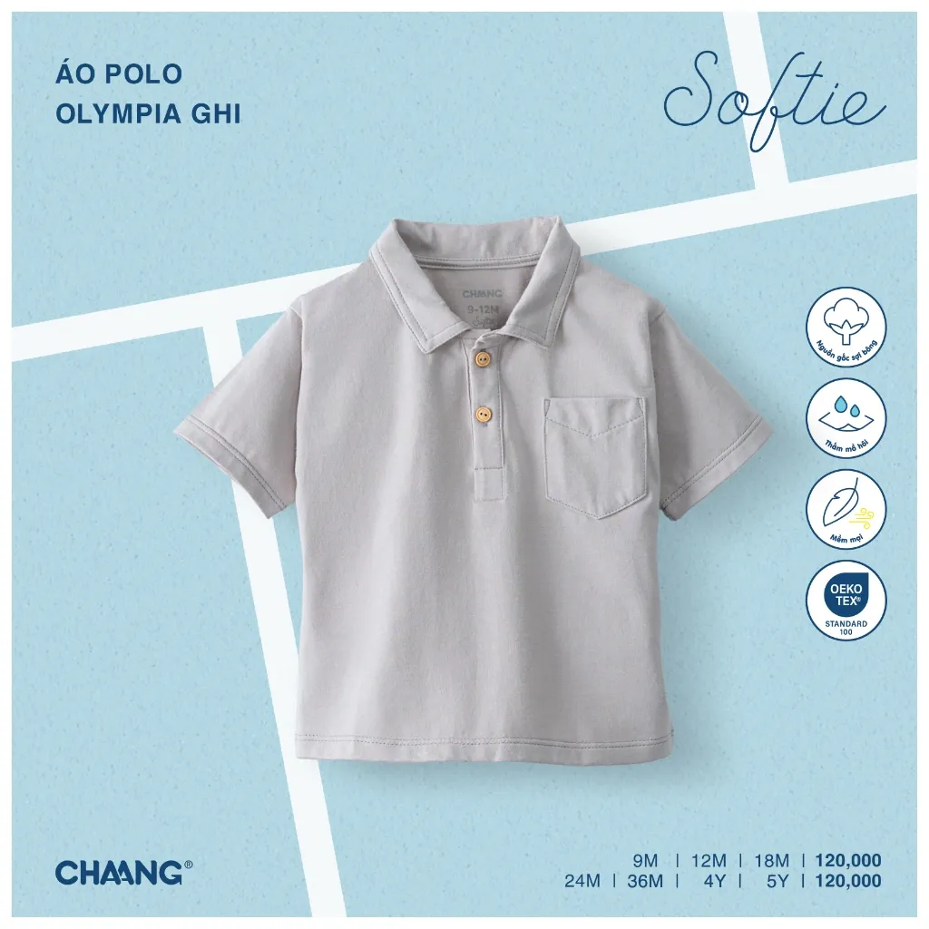 Ảnh Áo polo cộc tay cúc ngực dáng ôm Olympia cho bé trai 3