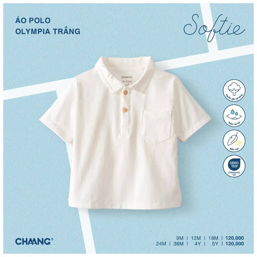 Ảnh Áo polo cộc tay cúc ngực dáng ôm Olympia cho bé trai 4