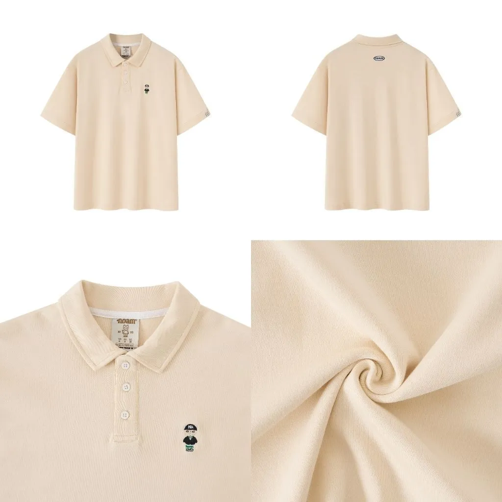 Ảnh Áo Polo Form rộng NOAM Teeny Homies Cotton 100% mềm mịn vượt trội - Màu hồng/ Navy/ Xanh pastel/ Nâu 2