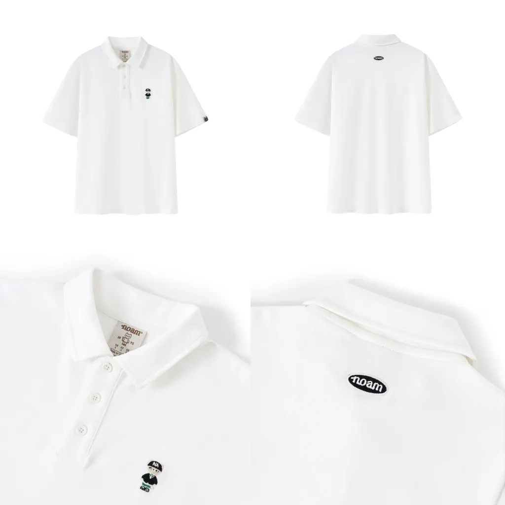 Ảnh Áo Polo Form rộng NOAM Teeny Homies Cotton 100% mềm mịn vượt trội - Màu đen/ trắng 2