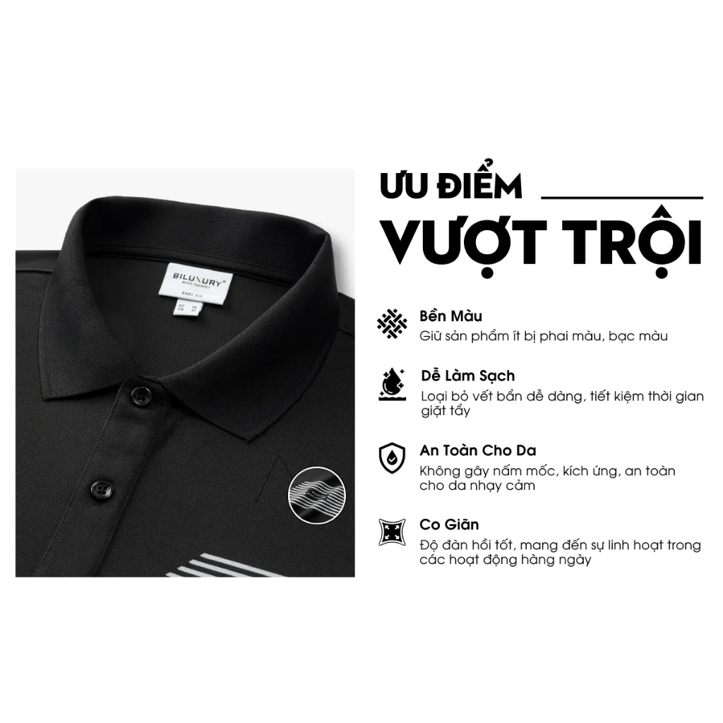 Ảnh Áo Polo Hoạ Tiết 8APCT498 Biluxury Kháng Khuẩn Chống Nhăn Bền Màu - BST KHỞI SỰ THÀNH CÔNG 3