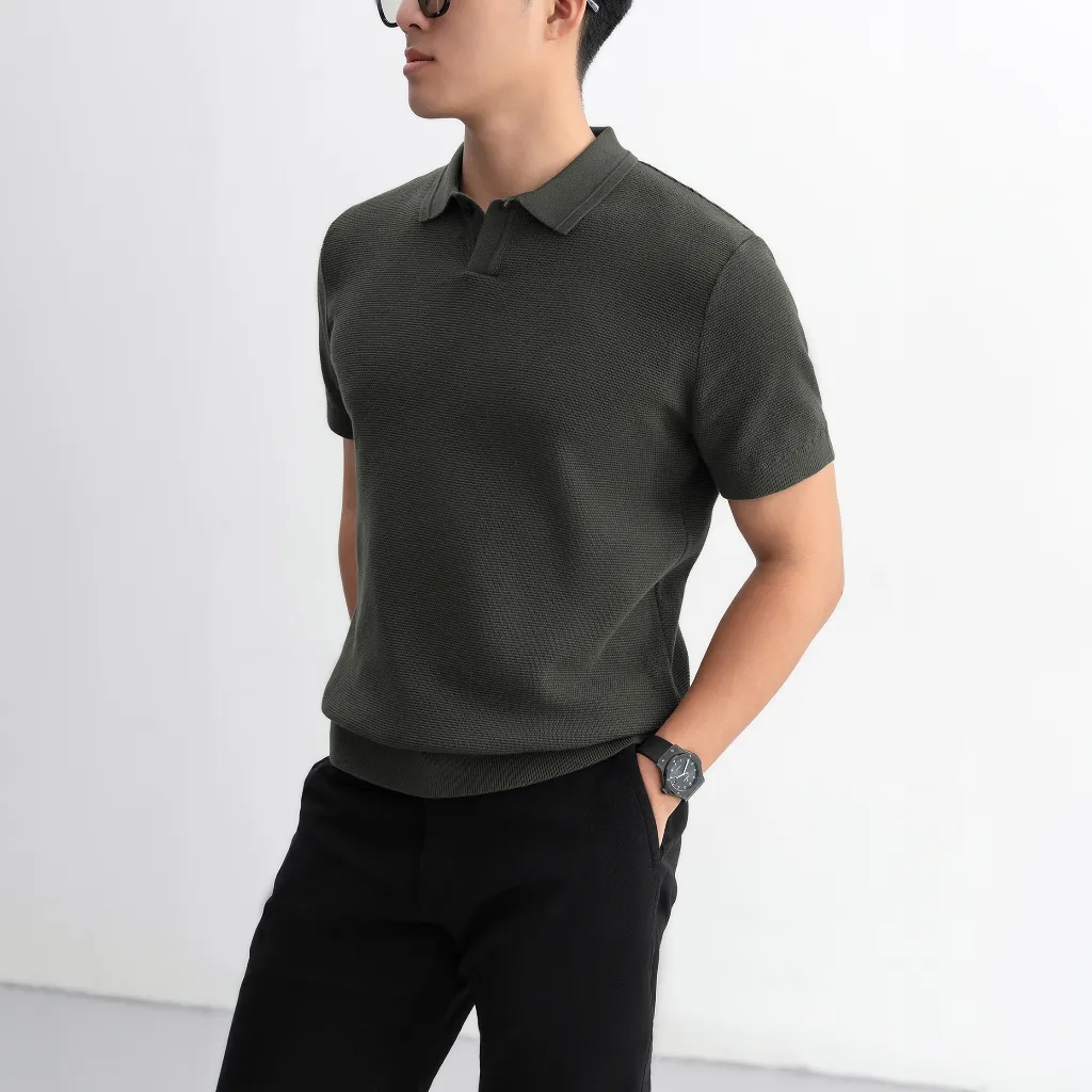 Ảnh Áo polo LEN DỆT KIM GATA KNIT cao cấp, kiểu dáng classic Hàn Quốc sang trọng - APL332 2