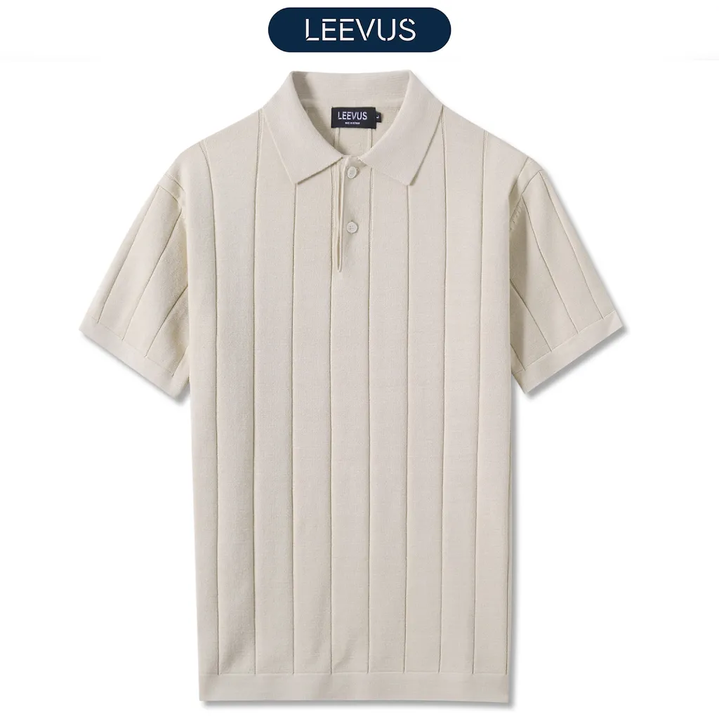 Ảnh Áo polo LEN DỆT KIM STRIPED KNIT cao cấp, kiểu dáng classic Hàn Quốc sang trọng - LEEVUS APL331 1