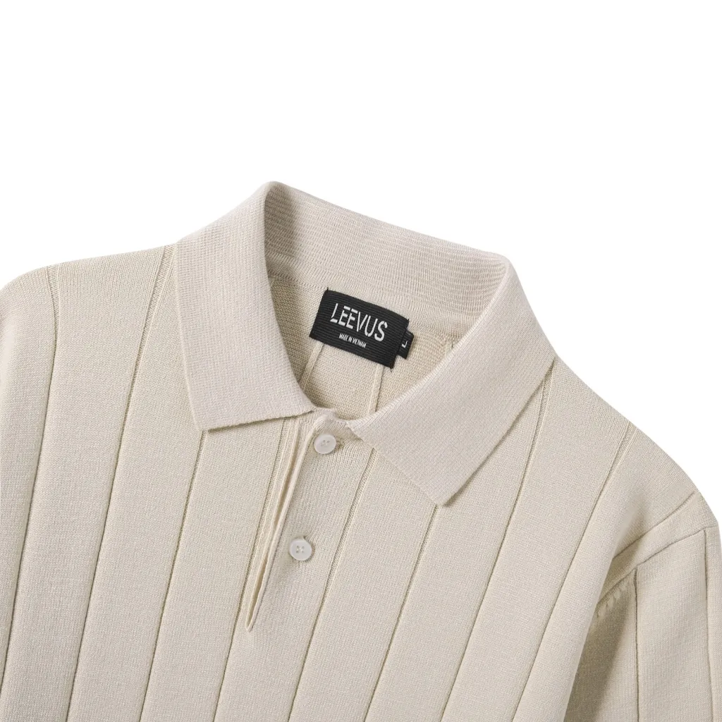 Ảnh Áo polo LEN DỆT KIM STRIPED KNIT cao cấp, kiểu dáng classic Hàn Quốc sang trọng - LEEVUS APL331 3