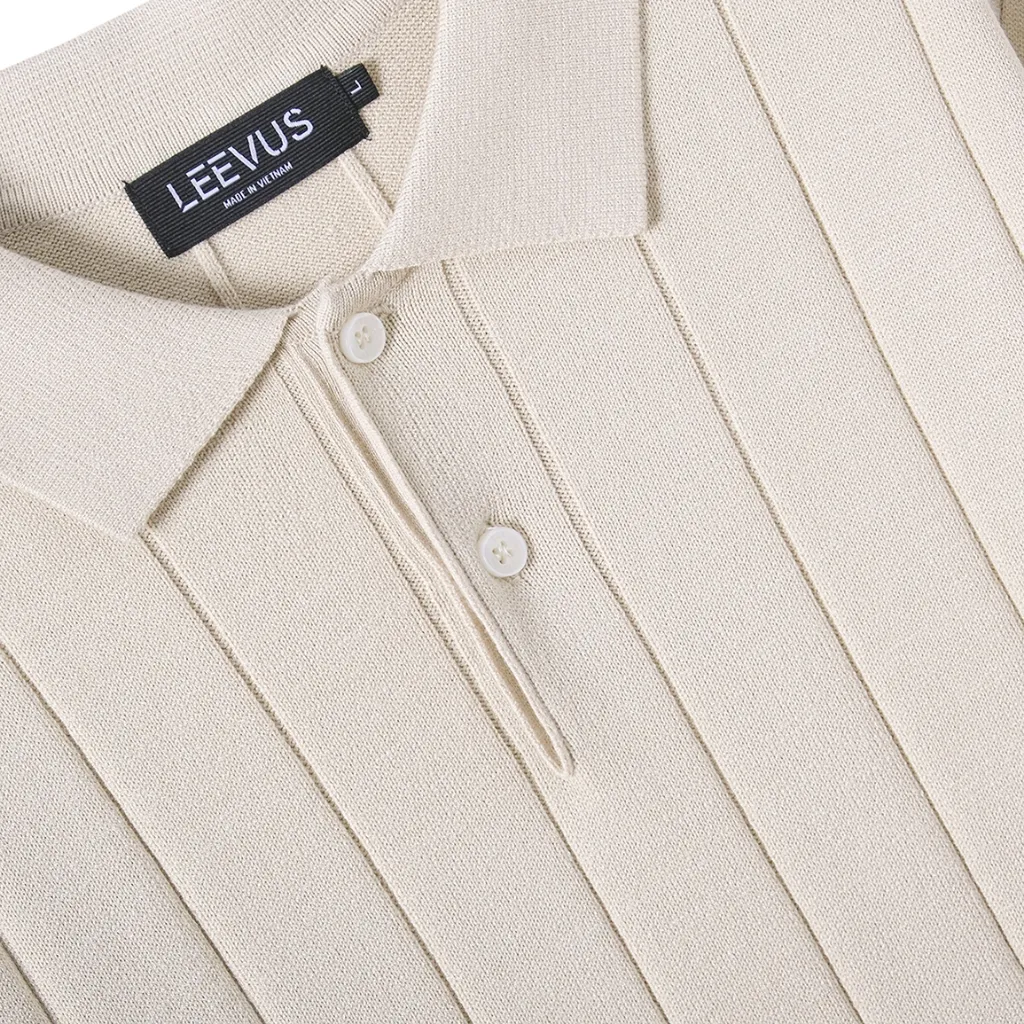 Ảnh Áo polo LEN DỆT KIM STRIPED KNIT cao cấp, kiểu dáng classic Hàn Quốc sang trọng - LEEVUS APL331 4