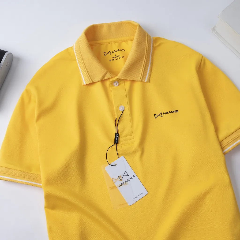 Ảnh Áo polo MMANS màu vàng phối viền đơn giản tinh tế chất vải poly cao cấp co giãn 4 chiều không nhăn nhàu 2