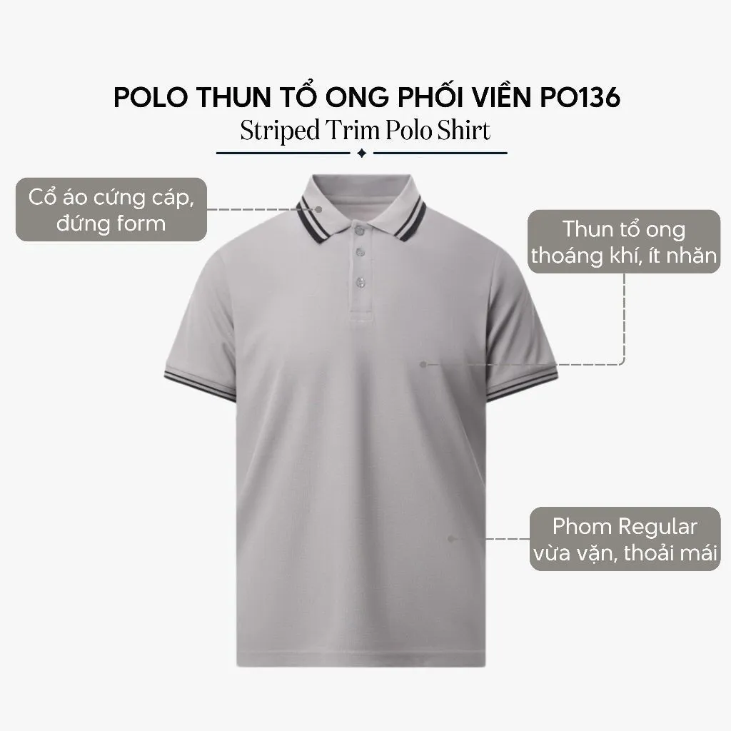 Ảnh Áo Polo Nam 4MEN Bo Sọc Form Regular PO136 chất thun tổ ong, basic, thanh lịch, thoáng mát 3