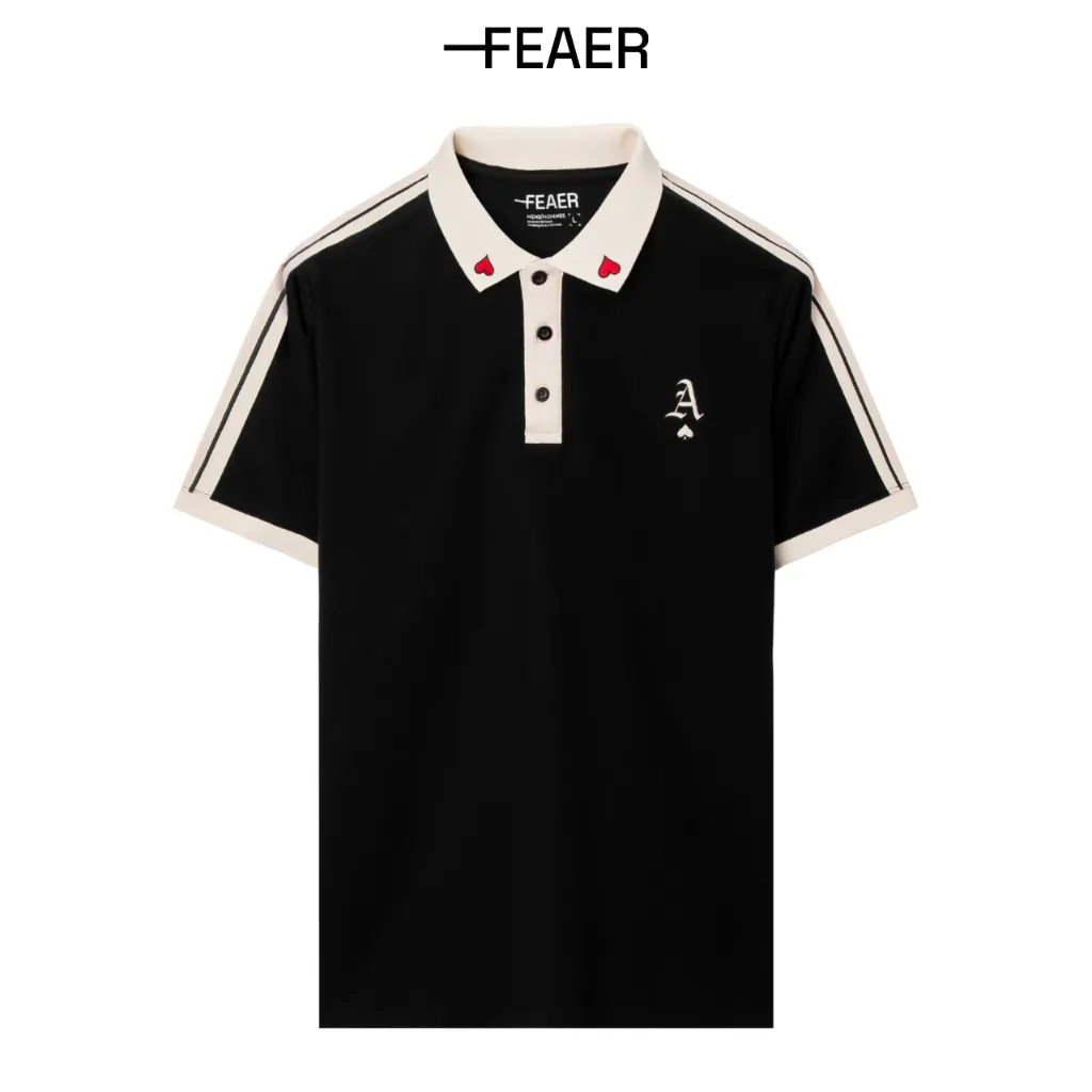 Ảnh Áo polo nam Ace Of Hearts vải Cotton Pique cao cấp, họa tiết thêu cổ trẻ trung, sọc tay mới lạ -FEAER 1