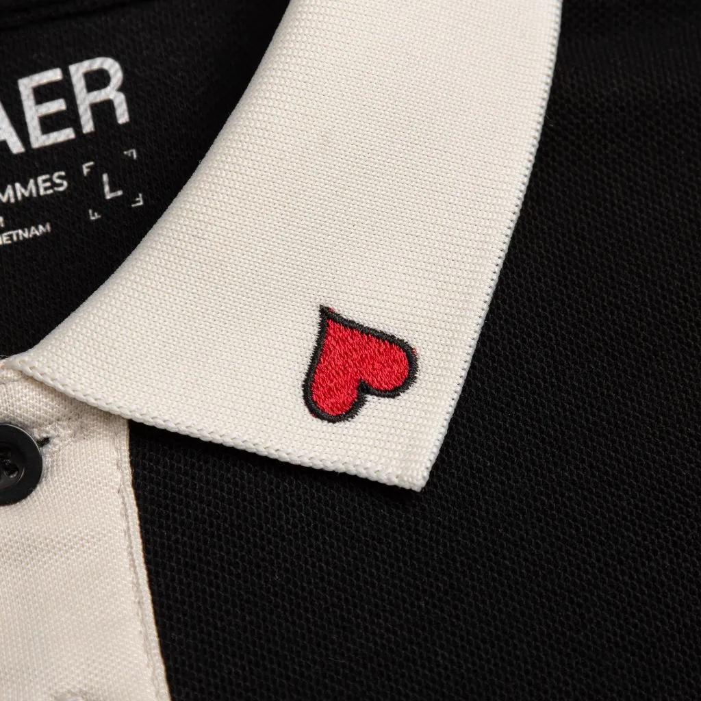 Ảnh Áo polo nam Ace Of Hearts vải Cotton Pique cao cấp, họa tiết thêu cổ trẻ trung, sọc tay mới lạ -FEAER 3