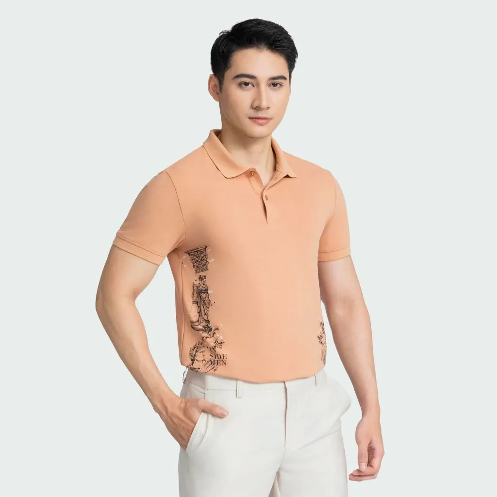 Ảnh Áo Polo Nam Aristino Insidemen IPS001AZ dáng Slim Fit ôm vừa vặn họa tiết chữ, họa tiết phong cách Phục Hưng 3