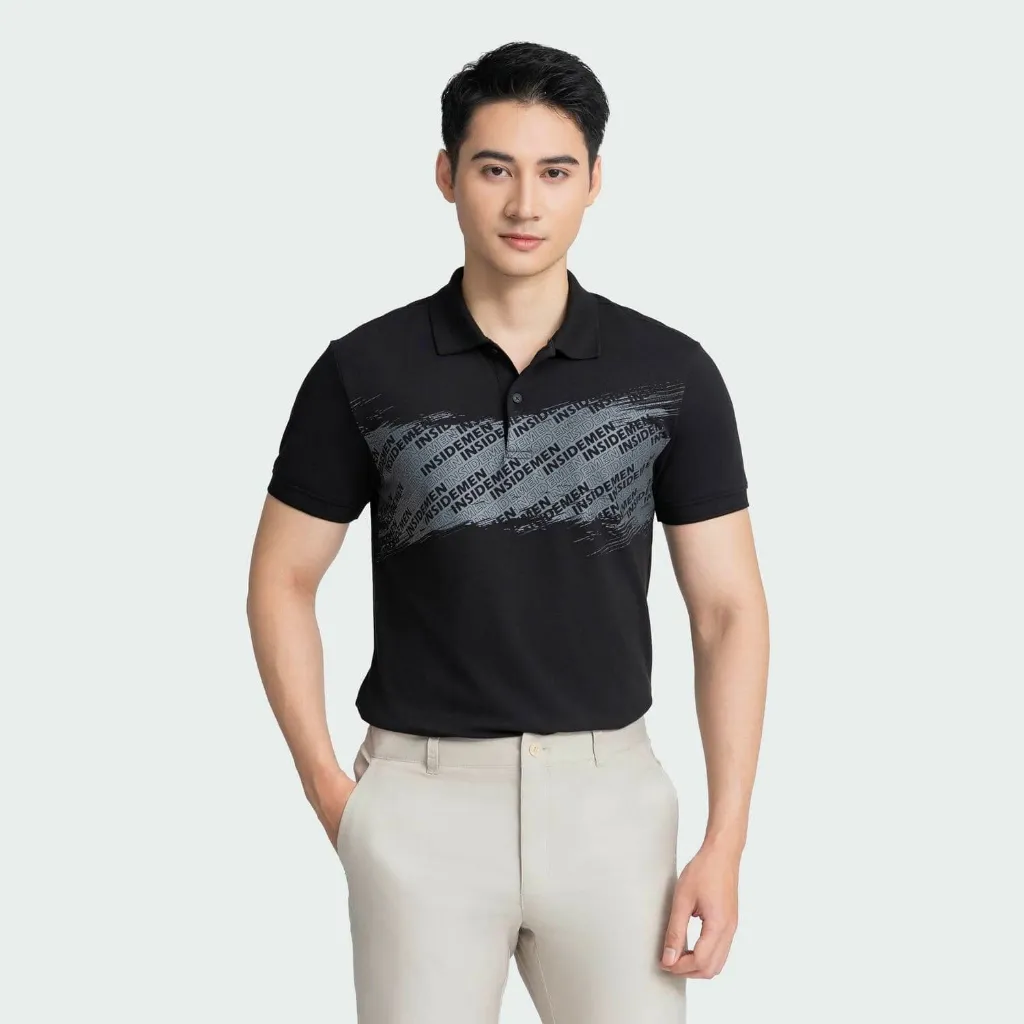 Ảnh Áo Polo Nam Aristino Insidemen IPS001AZ dáng Slim Fit ôm vừa vặn họa tiết chữ, họa tiết phong cách Phục Hưng 4