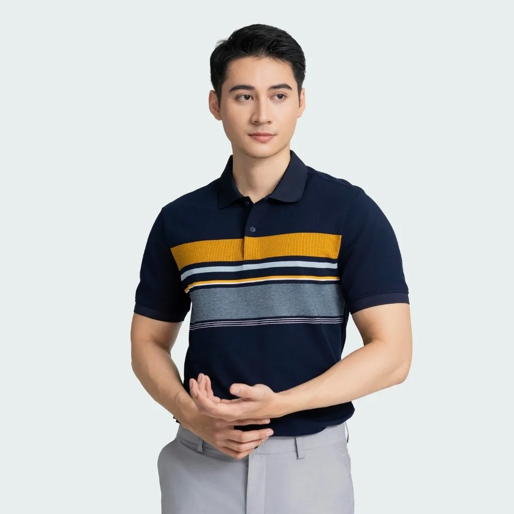 Ảnh Áo Polo Nam Aristino Insidemen IPS042AZ dáng Regular Fit suông nhẹ thoải mái áo dệt Jacquard tinh tế 1