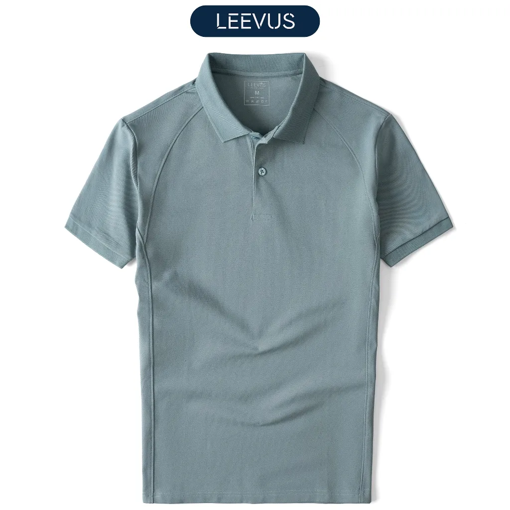 Ảnh Áo polo nam Basic màu trơn phối gân dọc tinh tế, màu lịch lãm Leevus APL37 1