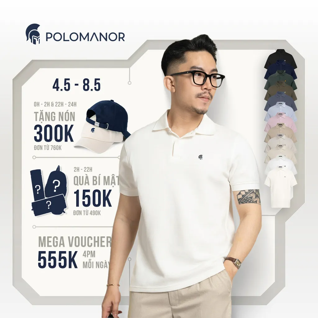 Ảnh Áo polo nam BASIC SYMBOL vải cá sấu cotton interlock xuất xịn, thanh lịch, sang trọng - POLOMANOR 1
