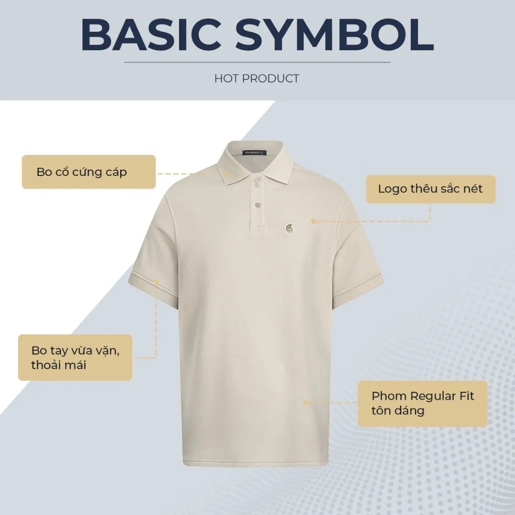 Ảnh Áo polo nam BASIC SYMBOL vải cá sấu cotton interlock xuất xịn, thanh lịch, sang trọng - POLOMANOR 4