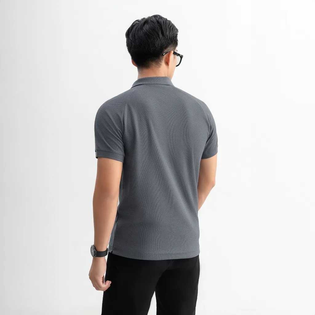 Ảnh Áo polo nam Beehive Raglan vải cotton tổ ong phối màu neutral thanh lịch LEEVUS APL333 3