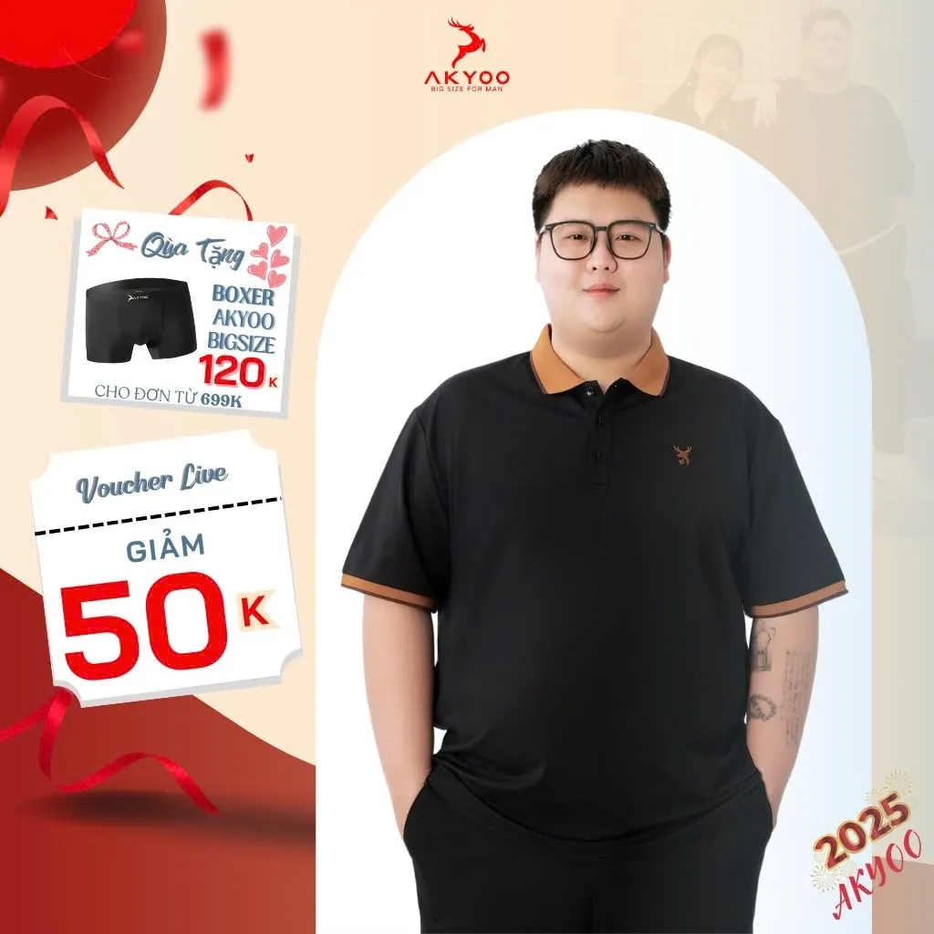 Ảnh Áo Polo Nam Bigsize 80-140KG AKYOO Cao Cấp Cotton Co Giãn, Thâm Hút Mồ Hôi, Áo Polo Bigsize-PL SOI 1