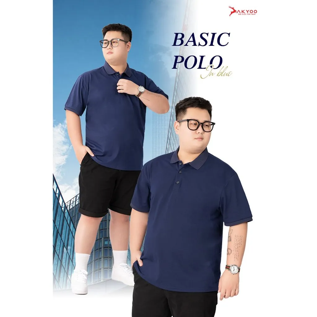 Ảnh Áo Polo Nam Bigsize 80-140KG AKYOO Cao Cấp Cotton Co Giãn, Thâm Hút Mồ Hôi, Áo Polo Bigsize- PL DEN SP-PL THAN SP 3