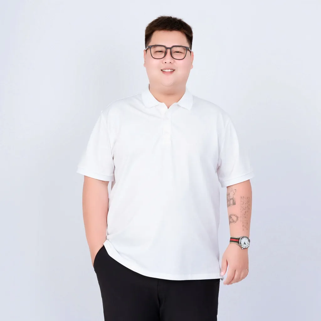 Ảnh Áo Polo Nam Bigsize 80-140KG AKYOO Cao Cấp Cotton Co Giãn, Thâm Hút Mồ Hôi, Áo Polo Bigsize- PL DEN SP-PL THAN SP 4