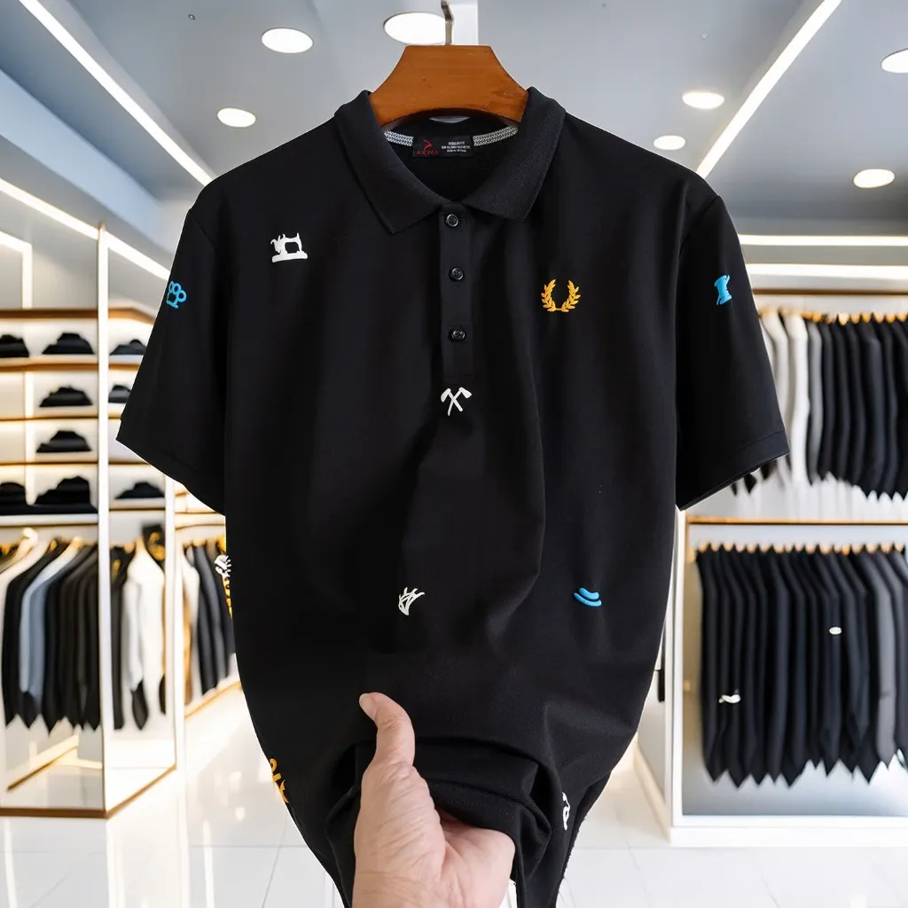 Ảnh Áo POLO Nam Bigsize 80-140KG AKYOO Cao Cấp Cotton Co Giãn, Thâm Hút Mồ Hôi, Áo Polo Ngoại Cỡ - PL DEN HINH 2