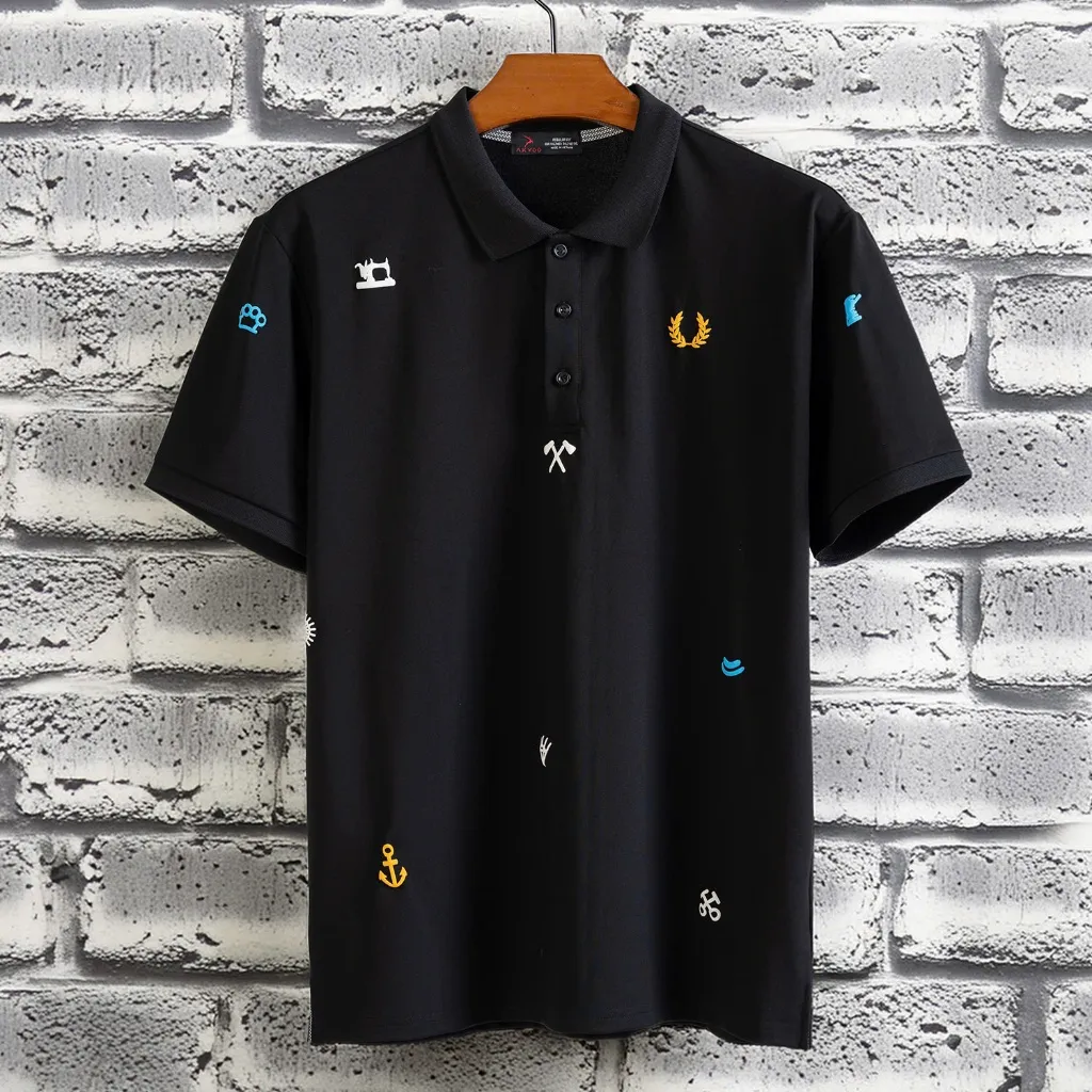 Ảnh Áo POLO Nam Bigsize 80-140KG AKYOO Cao Cấp Cotton Co Giãn, Thâm Hút Mồ Hôi, Áo Polo Ngoại Cỡ - PL DEN HINH 3