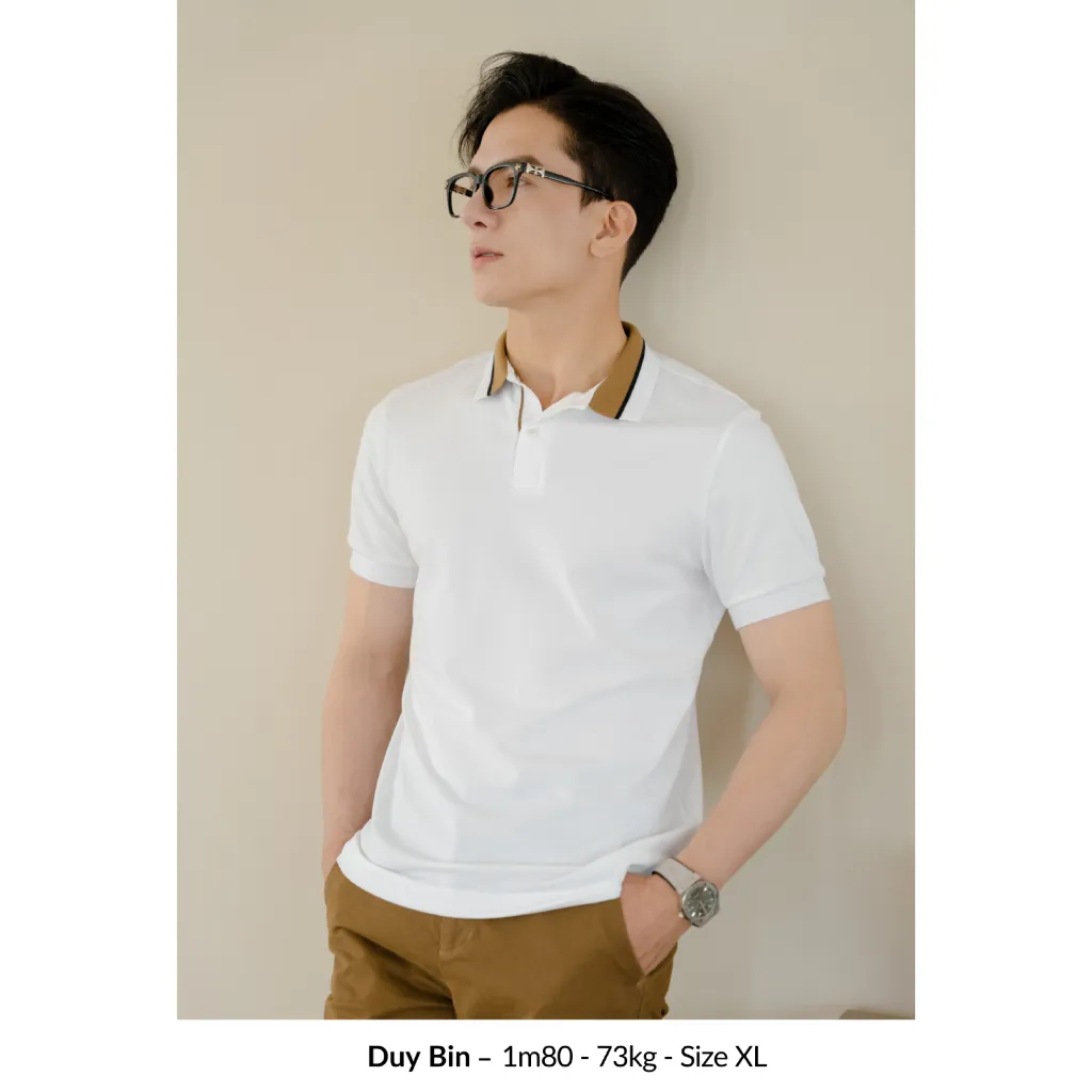 Ảnh Áo Polo nam BLOCK COLLAR-RIB LEEVUS phối bo, vải CVC cá sấu, form regular APL311 3