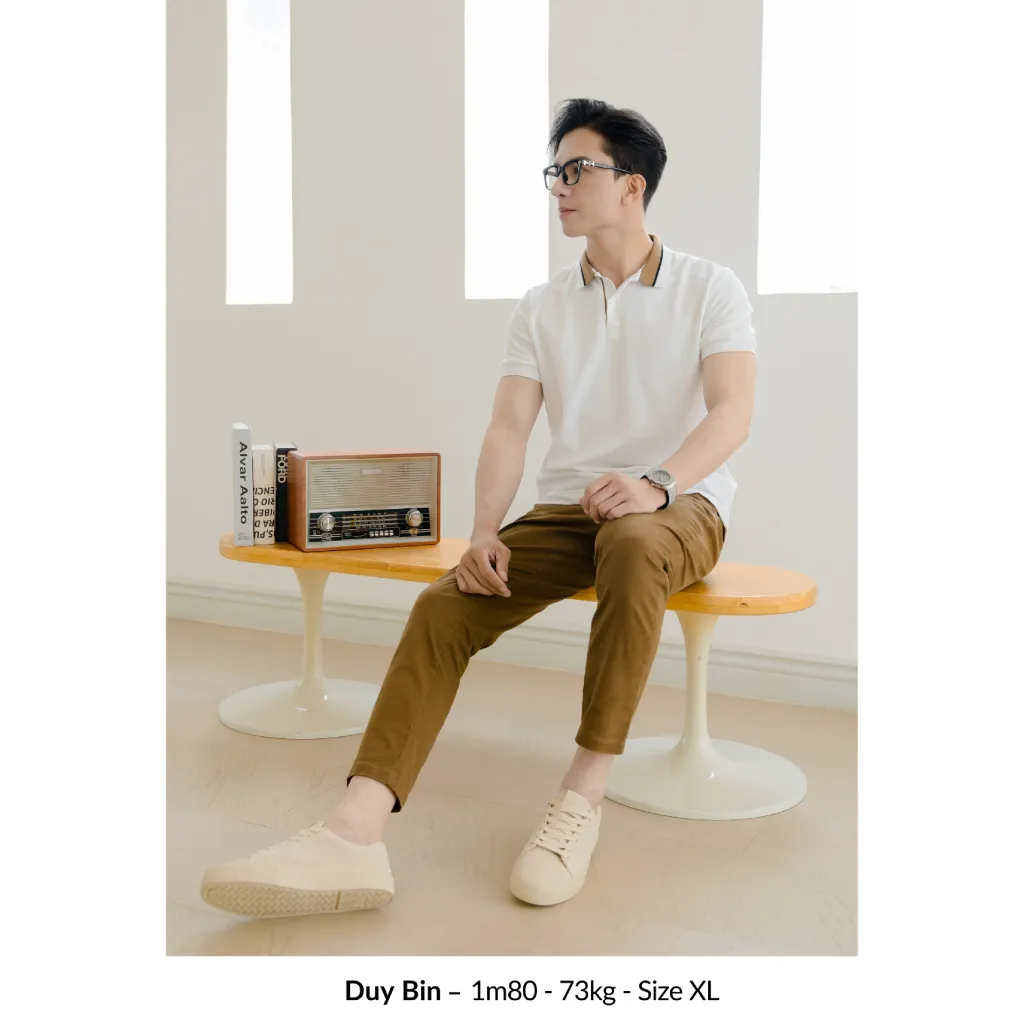 Ảnh Áo Polo nam BLOCK COLLAR-RIB LEEVUS phối bo, vải CVC cá sấu, form regular APL311 4