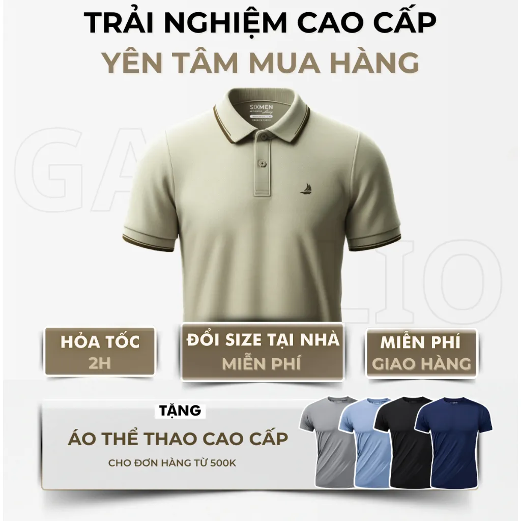 Ảnh Áo polo nam cao cấp có cổ GALIO [Tặng Kèm Hộp Quà] Vải cá sấu FeelMax thoáng mát - SIXMEN 2